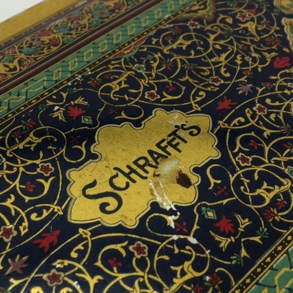 Schrafft's Vintage Tin Candy Box Canco Persian Lithograph Motif Hinged Lid - Picture 13 of 16